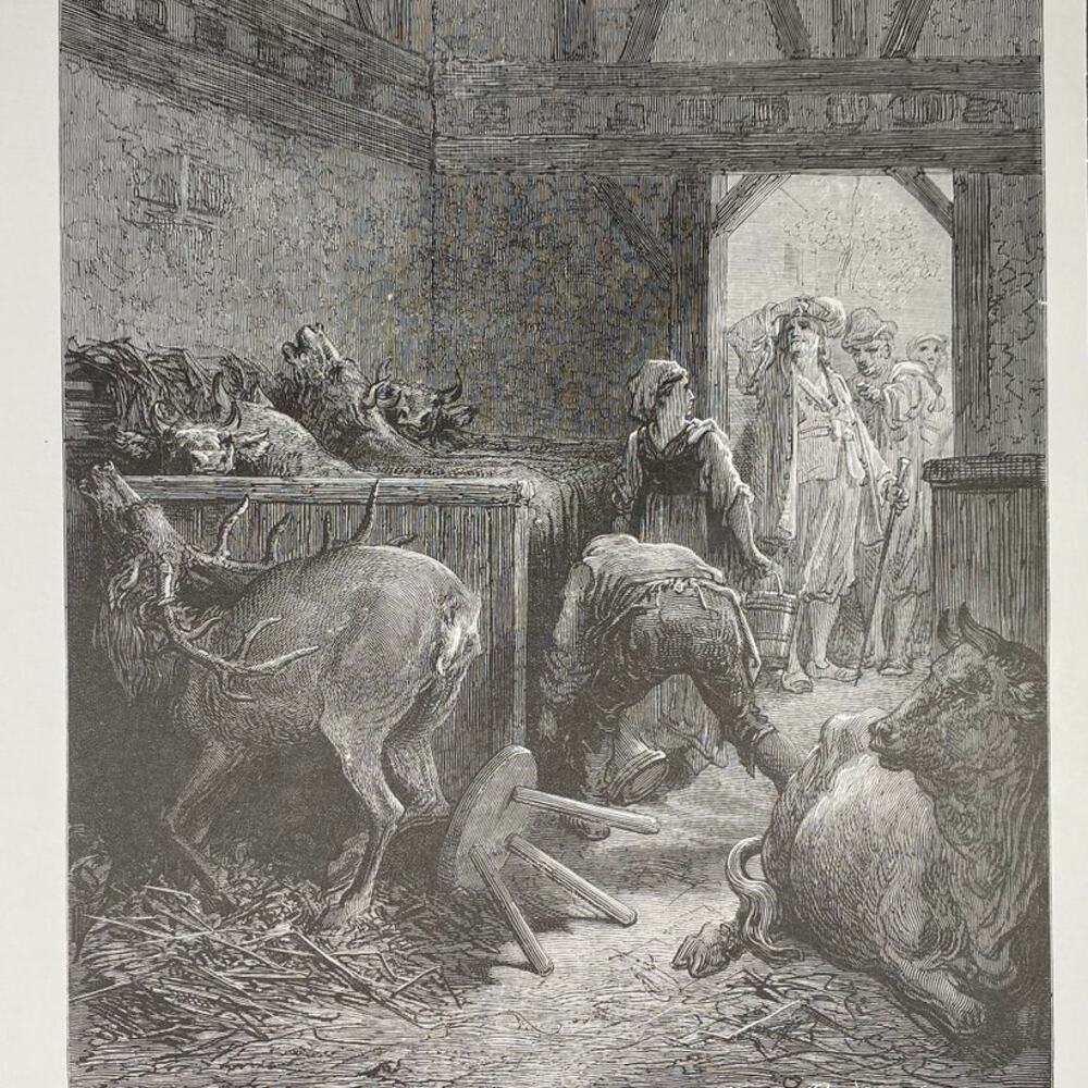 Dore, Fables, Eye of Master, Miser Treasure, Print, Bookplate, ~ 240706-WH 290